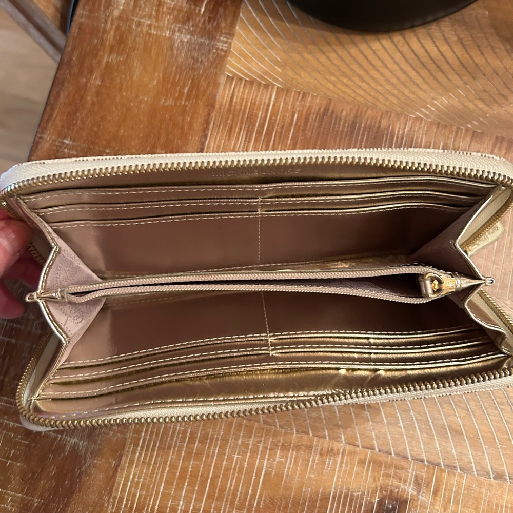 Michael Kors Beige Logo Wallet with Gold Accents - Picture 2 of 3